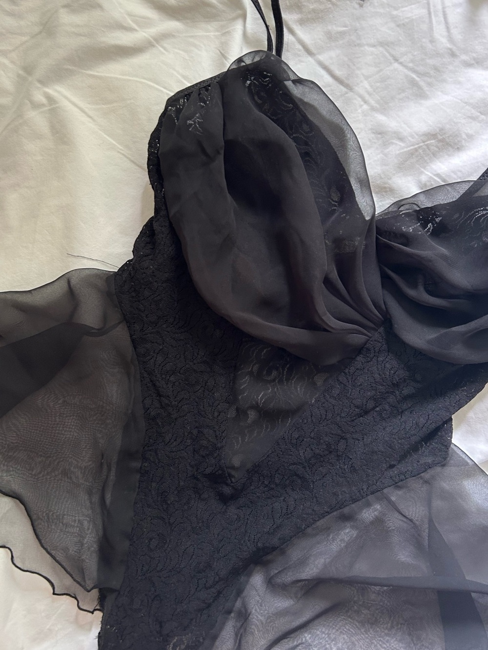 VINTAGE Victoria’s secret chiffon and lace bodysuit